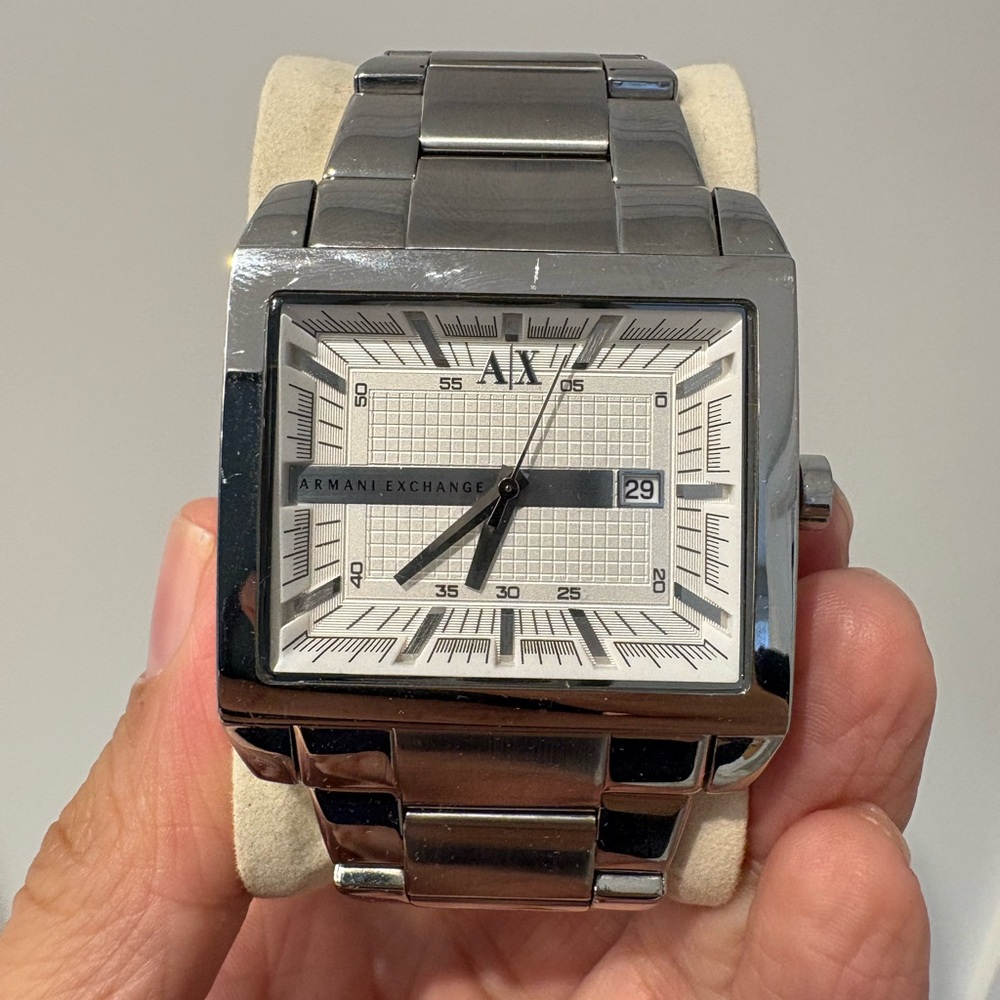 Armani Exchange Men's Watch with Silver Square Dial